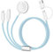 Cavo di ricarica USB C 3 in 2, compatibile con Apple Watch Ultra SE Series 1-8, cavo universale da viaggio All in One, 1,2 m, blu