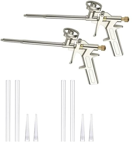 MKB Foam Gun 2 Pcs Professional Expanding Foam Gun PU Foaming Gun PU Foam Cleaner Applicator Spray Foam Gun Metal Expanding Dispensing Filling Seal Tool Foaming Application Applicator Caulking Gun