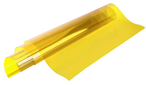 Biwwubik Lámina adhesiva de cristal transparente para ventana, autoadhesiva, protección UV, PET, 60 x 100 , color amarillo