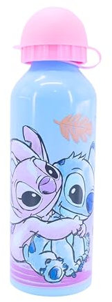 Disney Stitch et Angel Bouteille Réutilisable, Gourde D'eau Design en Aluminium Durable pour Filles, Bouteille de Voyage pour Enfants, Capacité 500 ML | Multicolore