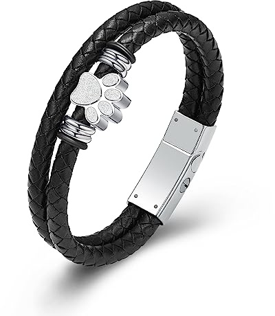 memorial jewelry Hund Pfote Urne Armband für Asche geflochtenes Leder Einäscherung Schmuck für Asche für Hund Katze Keepsake Armreif