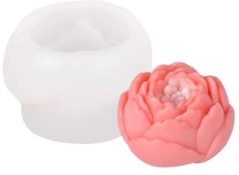 Flower Candle Moulds,1PC Peony Flower Silicone Mold,Aromatherapy Soap Making Chocolate Fondant Baking Molds for Birthday Wedding Party Home Decoration (White D)