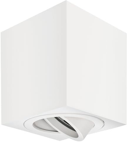 YindaLux Faretti Led Soffitto Bianco Opaco - Faretto Led Interno Orientabile a 30° - Rettangolare In Alluminio Ø 80x84mm Faretti Orientabili Da Soffitto per moduli GU10 e LED - Senza lampada 230V