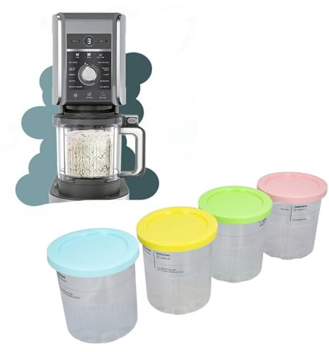 4 Pièces 701 à 800 Ml Pot de Stockage de Nourriture pour bébé, Récipients de Crème Glacée Crémeuse avec Cuillères Tasses de Remplacement Idéales pour le Stockage de Nourriture et