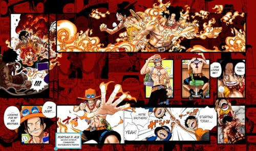 WAIFUWORLD SHOP One Piece Spielfeld Portgas D. Ace Spielmatte mit Zonen | Trading Card Game Playmat kompatibel mit One Piece Trading Card Game | Kartenspielmatte Portgas D. Ace