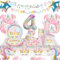 YIMAKJ Licorne Enfant Anniversaire Déco - Vaisselle Pour 4 Ans Fille, Assiettes En Carton, Tasses (16 Invités)