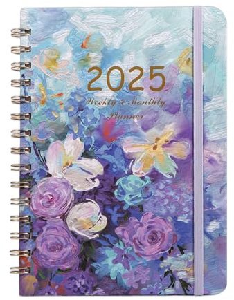 Terminplaner 2025 - Kalender 2025 von Januar 2025 bis Dezember 2025, Wochenplaner A5 mit Innentasche, Elastischer Verschluss, Schülerkalender, Schüler-Tagebuch, Schülerplaner