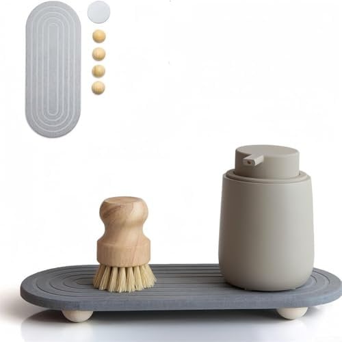 Besttoolifes Instant Dry Sink Caddy Organizer – Water Absorbing Stone Tray For Kitchen Bathroom Countertop, Fast Drying Sink Caddy