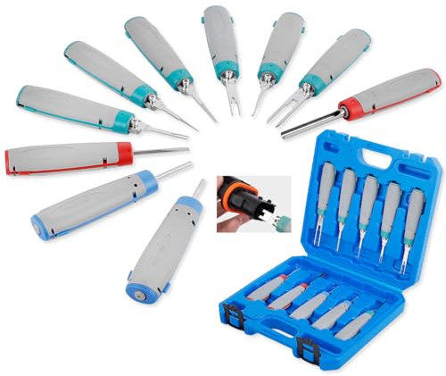 JRready JRconDRK21A10-02 Auspinwerkzeug Kit Neu Entriegelungswerkzeug Mit Schutzhülle Kompatibel Mit Deutsch DT Series/Metri-Pack Series/TE Micro Timer Series/AMP MCP/Weather Pack/Harting/WAIN Series