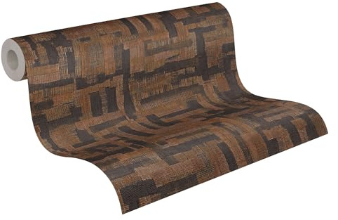 Livingwalls papier peint intissé à effet bois en marron, noir – papier peint décoratif 10,05 x 0,53 m – 782046