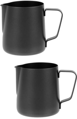 Angoily 2 Piezas Taza De Café Con Leche Lavavajillas Humeante Leche De Avena Reutilizable Jarra De Cafe Compatible Bol Cajas De Cartón Instante Botellas Espuma Black Acero Inoxidable