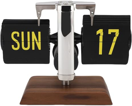 Denash Flip-Clock-Kalender, Retro-Digital-Flip-Down-Uhr, Batteriebetrieben, mit Internem Getriebe Betrieben, Automatische Flip-Clock, Automatische Flip-Schreibtischuhr für Home Office,