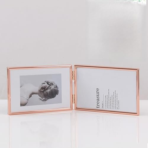 Aotiwe Cadre Vintage, Cadre A4 Rose Gold Rectangulaire Horizontal pour Montage sur Table Verre 21x30cm