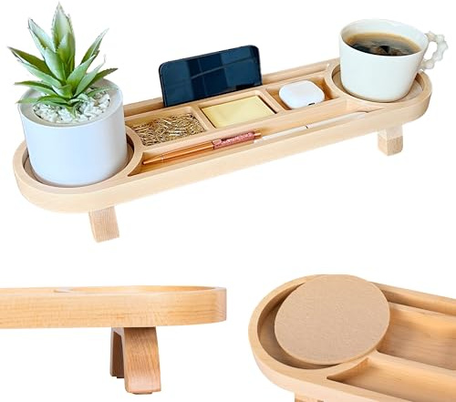 Krixton Schreibtisch Organizer aus massivem Ahornholz - Holz Ablage mit Handyhalter, Stiftefach & Kabeldurchlass - edler Desk Organizer für Büro & Homeoffice