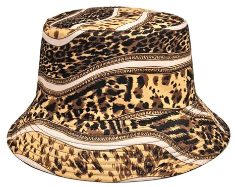BSITSSS Fischerhut Leopardenmuster, Leopard Sonnenhut Damen Herren, Sommer Anglerhut Fischer Hut für Wandern Camping Reisen Angeln