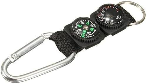 Zcccc Outdoor Multifunctional Carabiner with Compass and Thermometer, Keychain for Camping, Hiking