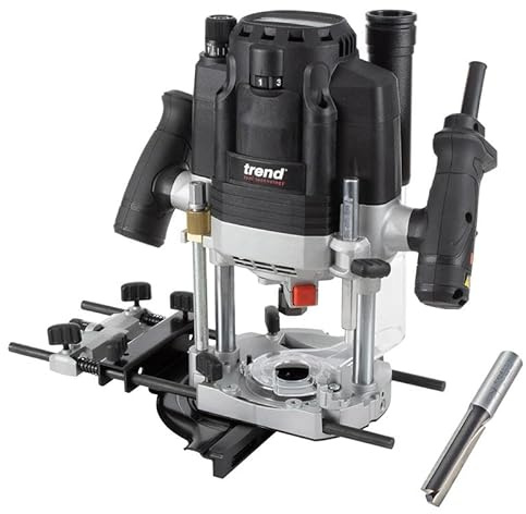 Trend T8 Dual-Mode 3-1/4 HP Plunge Router con pinza da 1/2 pollici, velocità variabile, tavolo router compatibile con sistema di centraggio di precisione, include punta dritta da 1/2, U*T8EK/A