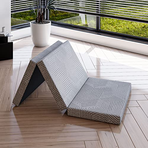EGOHOME Klappmatratze 75x195cm, 3-teilige Faltmatratze Härtegrade H3, Hoch 10 cm, Gel Schaumstoff Faltbare Matratze 195x75 cm für Reisen, Camping, Outdoor, Boden, Gästebett, Öko-Tex Zertifiziert