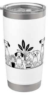 Dog and Plant Parent Minimalist Line Art Houseplant Lover Stainless Steel Insulated Tumbler