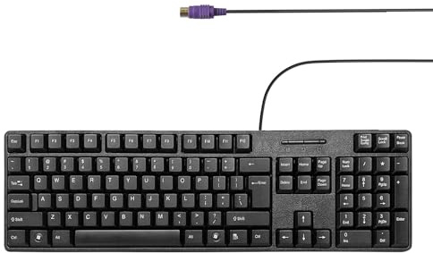 SSS·GRGB Kabelgebundene PS/2-Computertastatur, 104-Tasten-US-Layout | Nummernblock in voller Größe, 1,5 m Kabel, komfortable Tastenreaktion, Plug-and-Play-Bedienung; unterstützt Windows 7/Vista