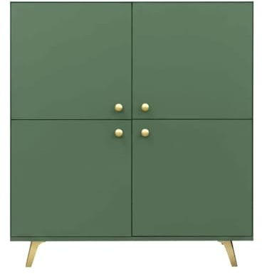 Masseno Kommode GALIO 140 cm Sideboard mit Schubladen und 4 Türen für Wohnzimmer Schlafzimmer Modern 140x41x86 cm Grün