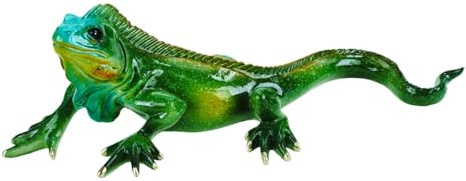 formano Leguan Dekofigur Echse Figur 32 cm Kunststein Skulptur mit glänzender handbemalter Oberfläche - Exotische Reptilien Deko für Wohnzimmer, Terrasse, Regal & Gartenzimmer