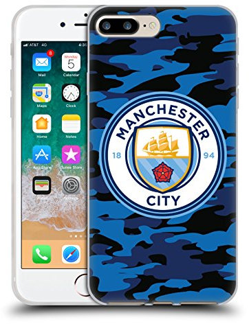 Head Case Designs Officially Licensed Manchester City Man City FC Dark Blue Moon Badge Camou Gel Case [Military Grade Protection] Compatible With Apple iPhone 7 Plus/iPhone 8 Plus