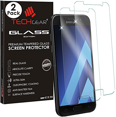 TECHGEAR [2 Stück] Schutzfolie kompatibel mit Galaxy A5 2017 (SM-A520 Series) - Schutzfolie Glas Anti-Kratzer Schutzabdeckung kompatibel mit Samsung Galaxy A5 2017