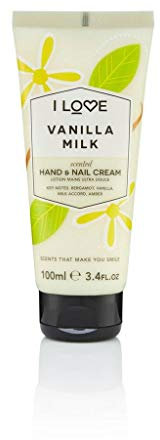 I Love Vanilla Milk Scented Hand & Nail Cream, Packed With Shea Butter & Coconut Oil to Rejuvenate & Nourish the Skin, 93% Naturally Derived Ingredients Including Vitamin, VeganFriendly 100ml