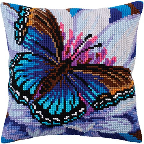 Collection d'Art Volatisches Türkis Kreuzstichkissen, Baumwolle, Mehrfarbig, 40x40cm