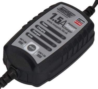 1.5A 6-12V AUTOMATIC ELECTRONIC MAINTENANCE SMART BATTERY CHARGER MAYPOLE MP7403