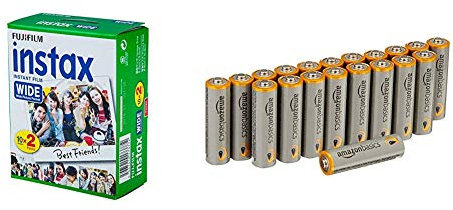 Fujifilm Instax Wide Film 20 Pellicole Instantanee per Fotocamere Instax Wide & Amazon Basics - Pile Stilo Alcaline AA Performance, confezione da 20