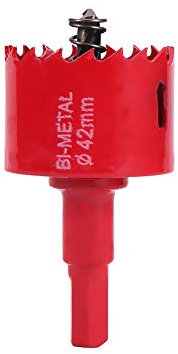 Utoolmart M42 Scie cloche bimétallique 42mm Lame de scie cloche en acier haute vitesse 25mm ouvre-profondeur de coupe avec manche triangulaire pour panneaux de fibres de bois, métal et plastique