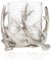 B2S BACK2SEASON Windlicht Geweih mit Glaseinsatz Kerzenhalter Glaswindlicht Metall Silber edel Hirsch D=22cm