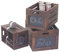 Mendler 3er Set Holzkiste HWC-E11, Aufbewahrungsbox mit Tafel, Shabby-Look - vintage braun