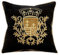 Brillabenny Kissen Cover Luxury Royal Wappen Krone Samt Schwarz und Gold Gold, Lilie Sofa Home Decor Luxus Yatch Sessel Wohnzimmer (Schwarz Gold 2)