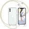 Nupcknn Handykette für iPhone 12/12 Pro Hülle mit Band,Ultra Dünn Transparent Handyhülle (Abnehmbar) Necklace mit Kordel zum Umhängen Kameraschutz Handy Kette Stossfest Schutzhülle (Beige, 6.1)