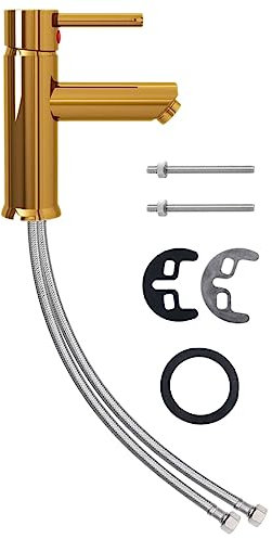 vidaXL Grifo para Lavabo de Baño Aseo Inodoro Bañera Grifería Fregadero Lavamanos Mezclador Monomando Duradero Acabado Dorado 130x176 mm