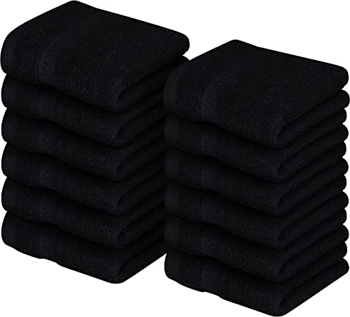 Utopia Towels Premium Washcloth Set (30 x 30 CM) 252 Pack, Black