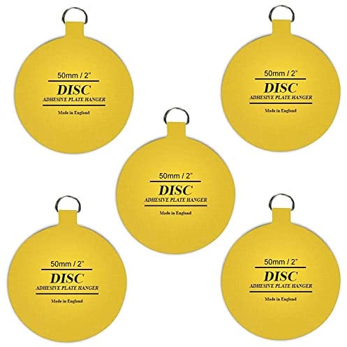 Disc Plate Hanger for Walls- Strong Invisible Plate Holder of Size 50mm -Pack of 5 self Adhesive Stick on Hooks for Picture Plate Hanging Wall Plate Holder Decoration Plate Hanging Disk.