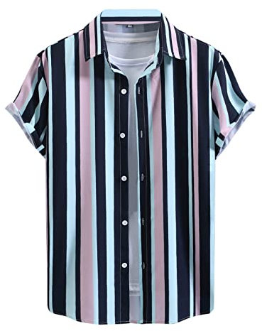 Hemd Herren Kurzarm Geburtstag Doppelkragen Hochzeit Blumen Rundkragen Lustige Hemdgröße L Ärmelloses Pegador Federn Piratenhemd Pinkes 5XL Braunes Nadelstreifen Bär Dunkelblaues Lässige