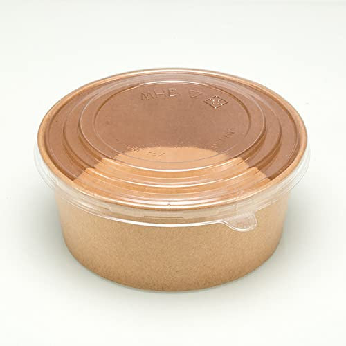 LESIBAG Cuencos de papel grandes – Ensaladeras desechables con tapa, recipientes de alimentos para llevar para alimentos calientes/fríos, 15 juegos (45 onzas)