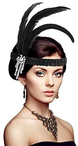 Molain 1920er Flapper-Stirnband, Feder-Kristall-Stirnband 20er-Jahre-Kopfschmuck-Zubehör für Frauen Gatsby-Kostüm-Mottoparty, Cocktailparty-Haar-Accessoires für Frauen