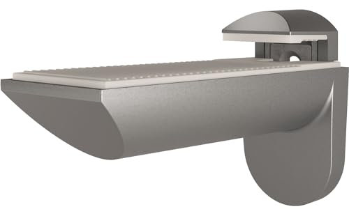ITALIANA FERRAMENTA 16102020JL Tablarträger silberf. Italiana Wandkonsole Kaiman - Klemmträger für Glas, Holz und Kunststoff Materialstärke 7-41mm Regalbodenhalter, Zinkdruckguss silberfarbig, Silber