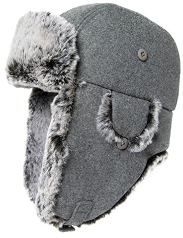 Comhats Warme Trappermütze für Damen und Herren, verstellbar, Winddicht | weiches Wollmischgewebe, für Wandern Ski Spaziergänge, individuell verstellbare Passform, Gesichts- und Ohrenschutz bei Kälte