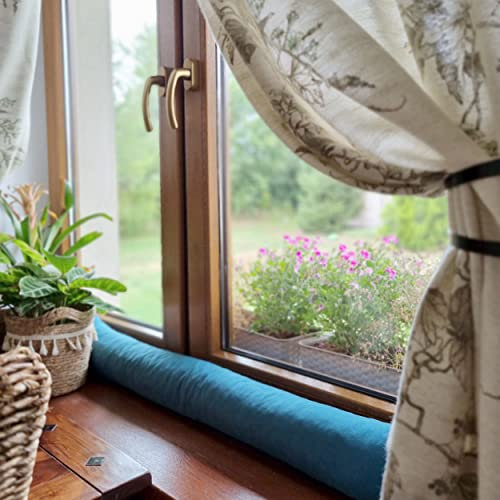 4L Textil Zugluftstopper Durchzugstopper Windstopper für Türen und Fenster Luftzugstopper für Tür Türschlange Türrolle 70 cm 80 cm 90 cm 100 cm 150 cm (Samt 01, 80 cm)