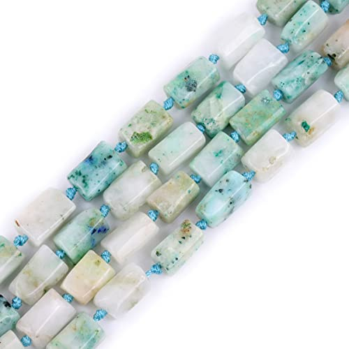 JOE FOREMAN 27Pcs 8x12mm Natural Blue Tianshan Jasper Stone Gemstone Faceted Freeform Tube Column Chakra Beads for Jewelry Making Full 15 Strand Power Energy