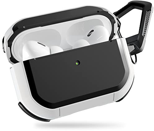 PZOZ Hülle für AirPods Pro 2. Generation,PC- und TPU-Schutzhülle (Front-LED sichtbar) Ohrstöpsel-Zubehör,AirPods Pro 2 Case(Weiß)