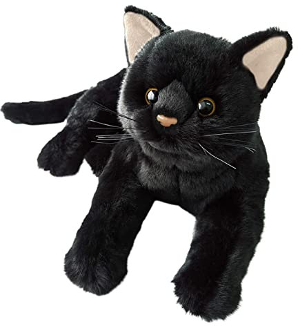Schwarze Katze Plüschtier, süßes Plüsch-Kätzchen-Spielzeug-Geschenk für Kleinkinder, realistische Kuscheltier-Katzen-Plüsch-Puppe für Fotografie, Geburtstag, Weihnachtsfeier, Gastgeschenke, 30.5 cm