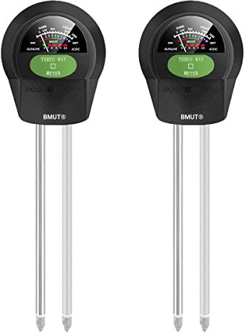 BMUT 2X 3in1 Bodentester, Boden-Feuchtigkeitsmessgerät, pH-Wert, Licht, ERD-Feuchtigkeitsmesser, Bodenmessgerät für Garten Zimmerpflanzen und Landwirtschaft
